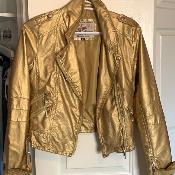 Golden leather jacket - Picture 3 of 3